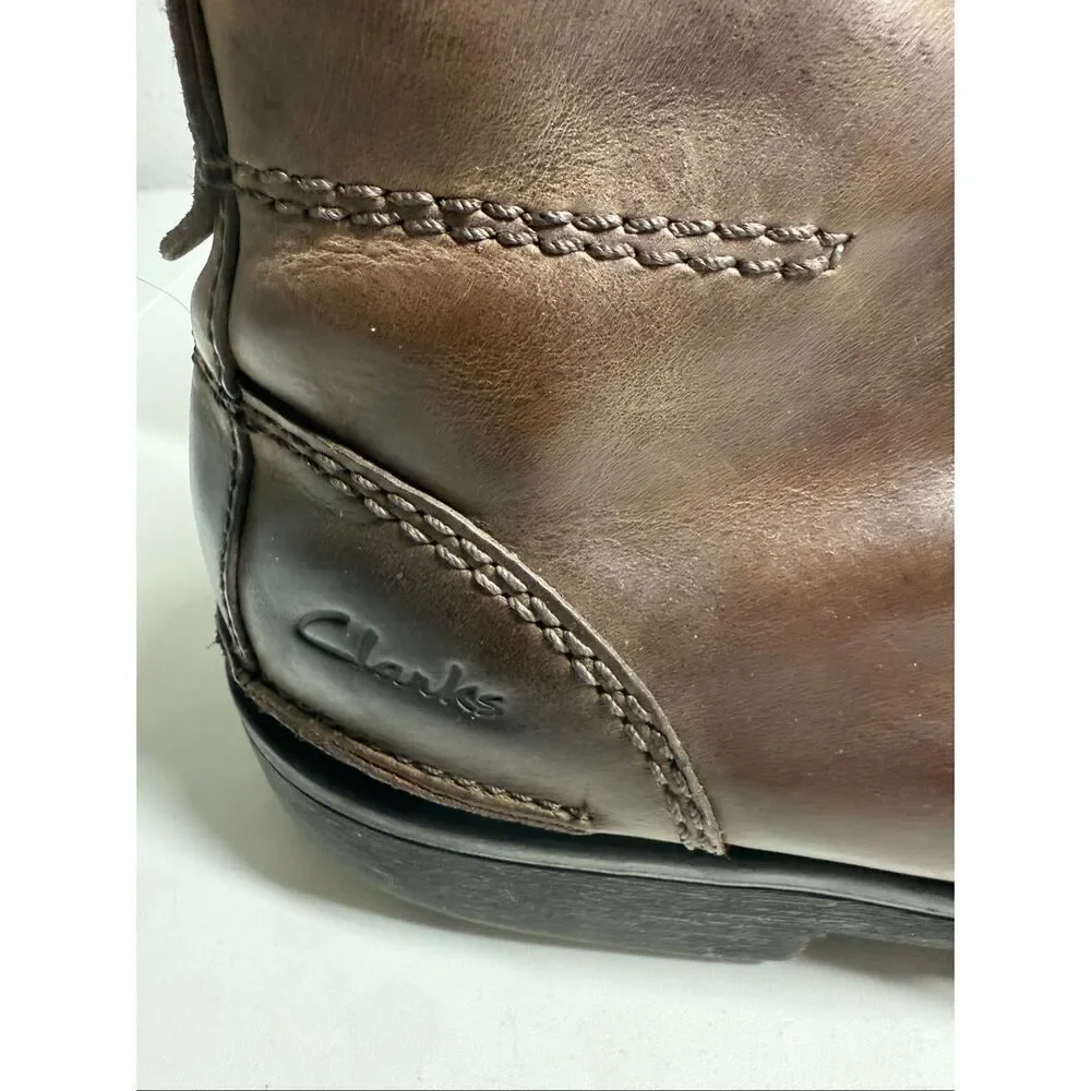 Clarks Ankle Boots Men Size 13 Brown Leather Lace Up See Description
